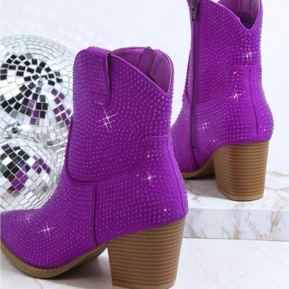 Purple Rhinestone cowboy boots - Picture 2 of 3